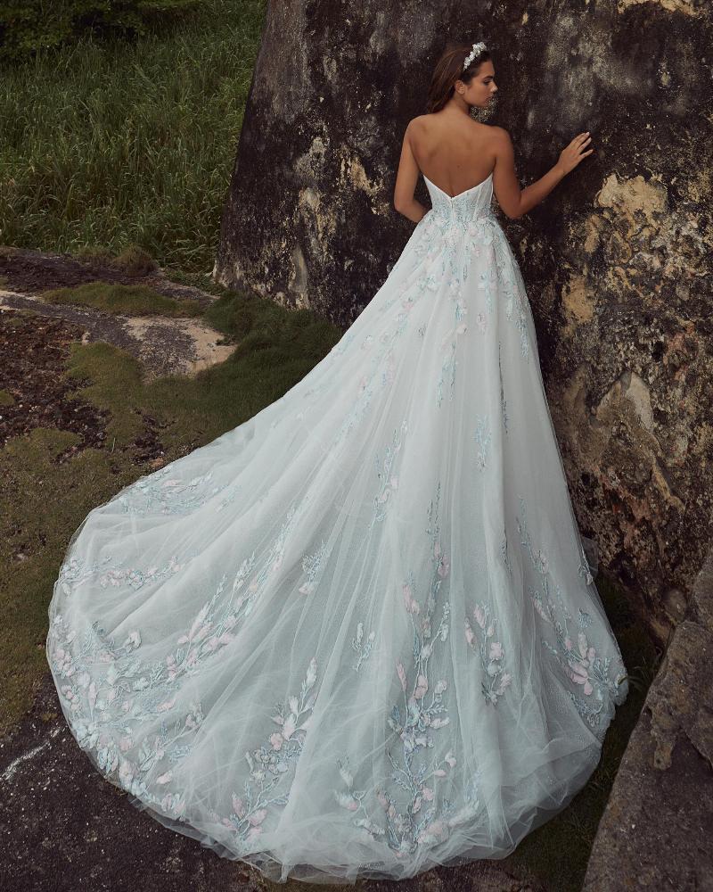 123126 light blue wedding dress with sleeves and lace2